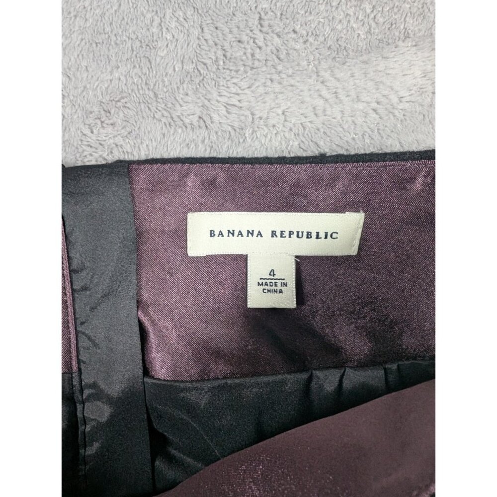 Banana Republic Skirt Womens Size 4 Black Knee Length Pleated Wool Academic - Picture 2 of 10